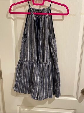 Jella Couture Blue and White Striped Halter Romper